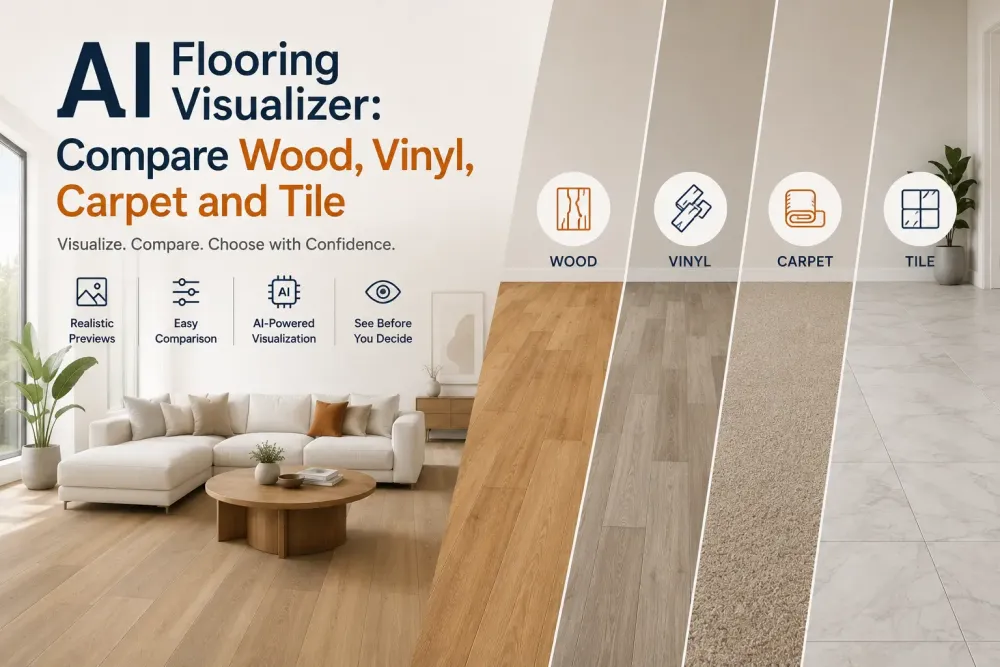 Ai Flooring Visualizer: Сравнете дърво, винил, килим и плочки